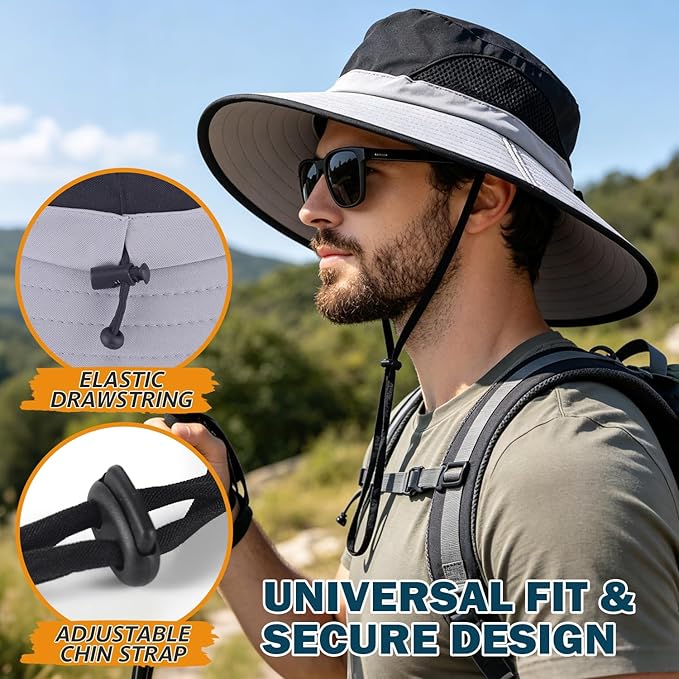 EINSKEY Wide Brim Sun Hat, UPF 50+ UV Protection Waterproof Packable Bucket Hat for Men & Women, Fishing Hiking Beach Garden