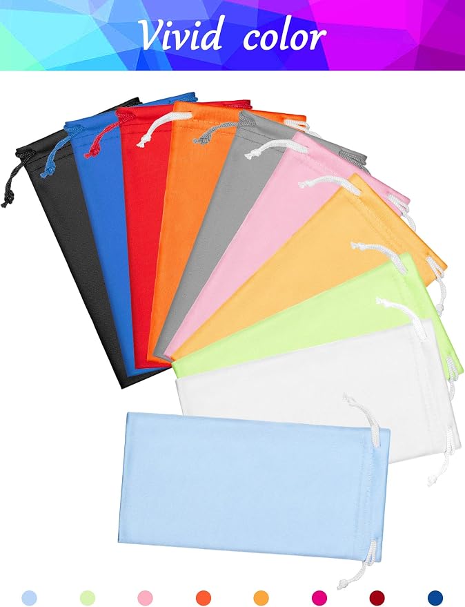 Frienda 100 Pack Soft Sunglasses Pouch Bulk Microfiber Sunglasses Case Eyeglasses Sleeve with 2 Cleaning Cloth for Storage