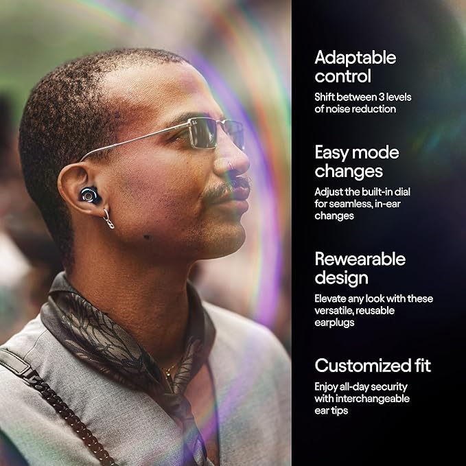 Loop Switch 2 Adjustable Ear Plugs – 3 Noise Relief Modes for Ultimate Control | Flexible Noise Reduction Earplugs for Focus, Travel, Socializing, Festivals & More | 20-26 dB (SNR) Noise Reduction