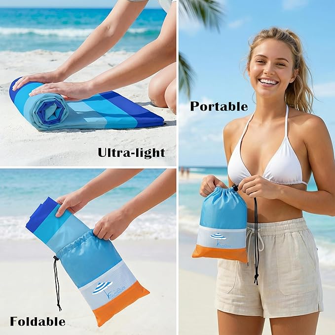 Famstar Beach Blanket Oversized Extra Large 78"X81"/10'X9',Waterproof Sandproof Beach Blanket 2-8 Adults Lightweight Durable for Travel Camping Hiking Picnic