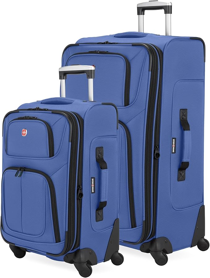SWISSGEAR Sion Softside Expandable Spinner Luggage Durable Lightweight Travel Suitcase, Regatta, 2-Piece Set (Carry-On/Large)