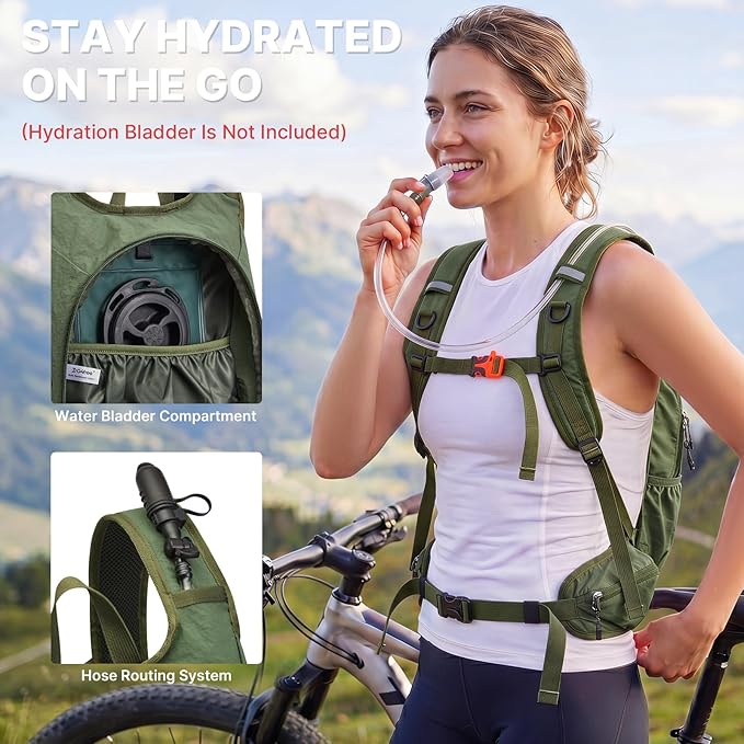 G4Free 20L Hiking Backpack with Waist Strap for Women Men, Lightweight Waterproof Daypack for Travel Camping Outdoor, Green