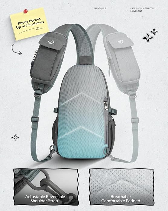 WATERFLY Sling Bag Crossbody Backpack: 8L RFID Anti Theft Cross Body Shoulder Bag Travel Crossover Side Bag for Men Women