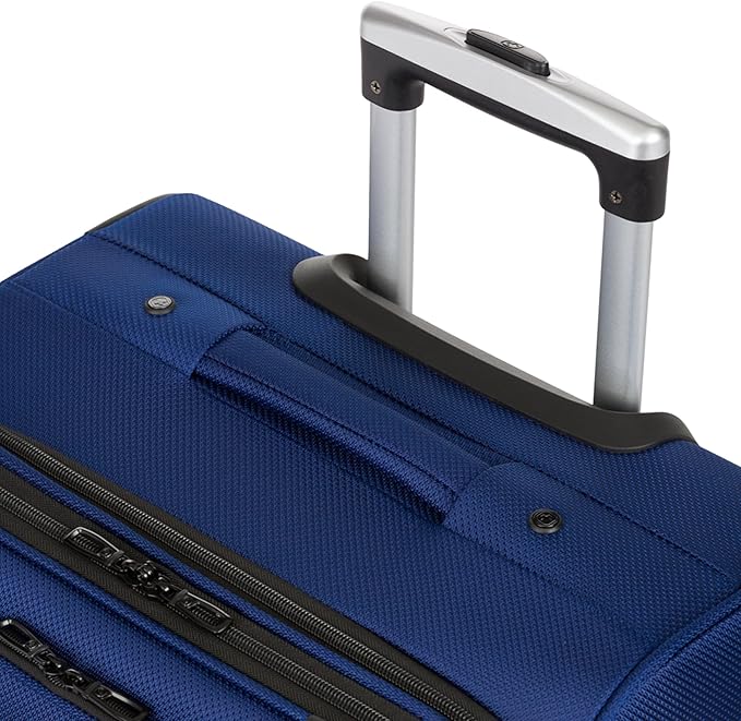 SWISSGEAR Sion Softside Expandable Spinner Luggage Durable Lightweight Travel Suitcase, Blue, Checked-Medium