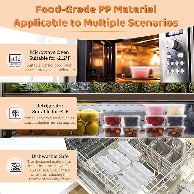 Snack Containers with Lids - 20PCS Reusable Double Compartment Condiment Containers for Portion Control, Microwave Safe Meal Prep Snack Containers for Lunch, Picnics, Parties