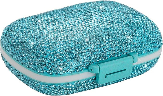 Travel Pill Container Medicine Organizer Daily Purse Pill Case Cute Pill Vitamin Box Small Pocket Pill Holder Mini Pill Organizer for Supplement(Blue)