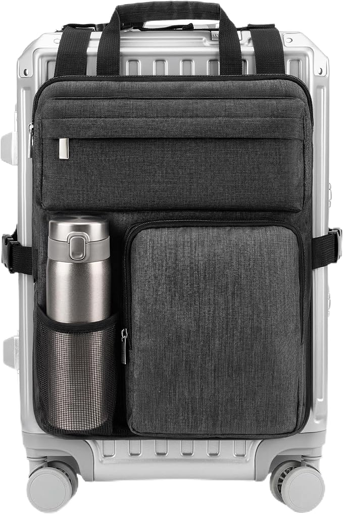 BS-VOG Over Luggage Organizer for Carry On Bag with Cup Holder, Travel Organizer for Suitcase, Adjustable Straps Suitcase Bag, Carry On Storage for Laptop, Fits 20-28 Inch Luggage