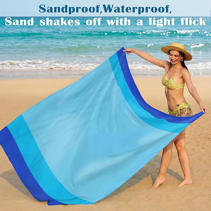 Famstar Beach Blanket Oversized Extra Large 78"X81"/10'X9',Waterproof Sandproof Beach Blanket 2-8 Adults Lightweight Durable for Travel Camping Hiking Picnic