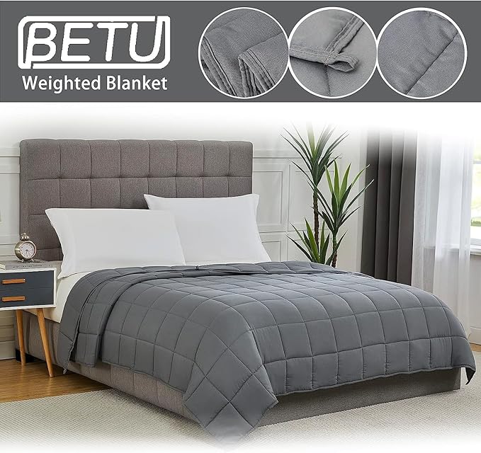 Weighted Blanket for Adults 17lbs, 60"x80", Queen Size Cooling Heavy Throw Blanket for 160-180lbs, Microfiber Soft Thick Big Blankets Weighted Comforter Breathable Gift for Sleeping, Grey