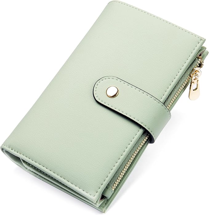 yiijay Wallets for Women RFID Blocking Leather Trifold Clutch Wallet Credit Card Holder Ladies Travel Wallet Purse with Pen Holder