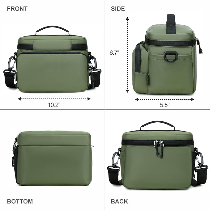 Padwa Lifestyle Green Small Portable Camera Bag - Compact Nylon Camera Photography Bag Weather Resistant with Lens Compartment,Casual Camera Bag for Small Digital,SLR,Mirrorless Cameras