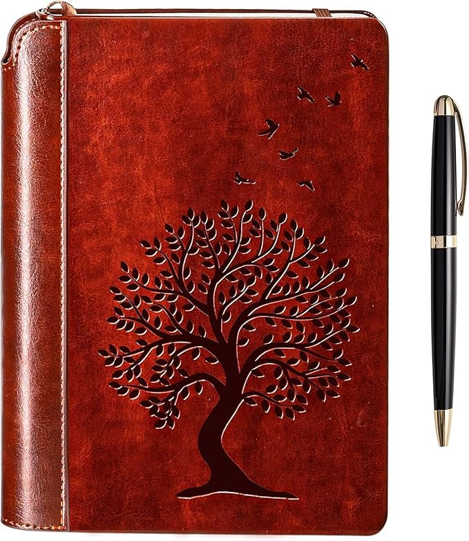 SETTINI® Tree of Life Journal Gift Set - Hardcover Vegan Leather, Unique Pen Holder, Lined, 192 Pages, A5 - Includes Pen for Writing and Travel - Fathers Day Gift, Journal for Women