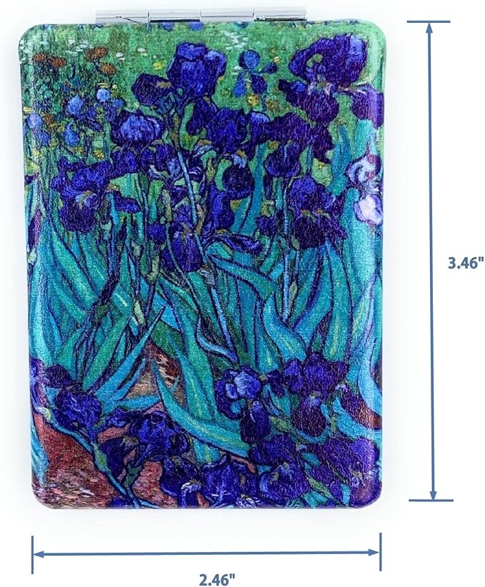 Art Decor Rectangular Mirror, Foldable, Portable, Magnifying, 3.46 x 2.46 x 0.4 Inches, Van Gogh