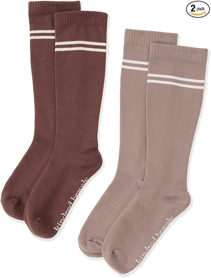Kindred Bravely Compression Socks 2-Pack | Graduated Compression Socks for Circulation Pregnancy Travel (Taupe & Redwood, Small)