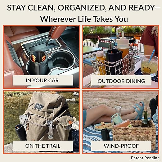 Trash Trapper Car Trash Can Cup Holder | Mini Car Trash Can | Fits in Most Doors | 5.1" x 2.9" | Traps More & Empties Less, Patent-Pending Compaction, Gifts for Men, Black