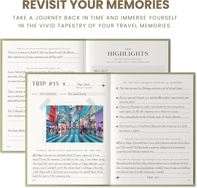 Inspired Ink Travel Journal for Women and Men Travel Bucket List Journal 210 Pages Traveler Adventure Notebook – Itinerary Planner Organizer & Traveling Memory Diary Memorial Gift for Travelers - Green