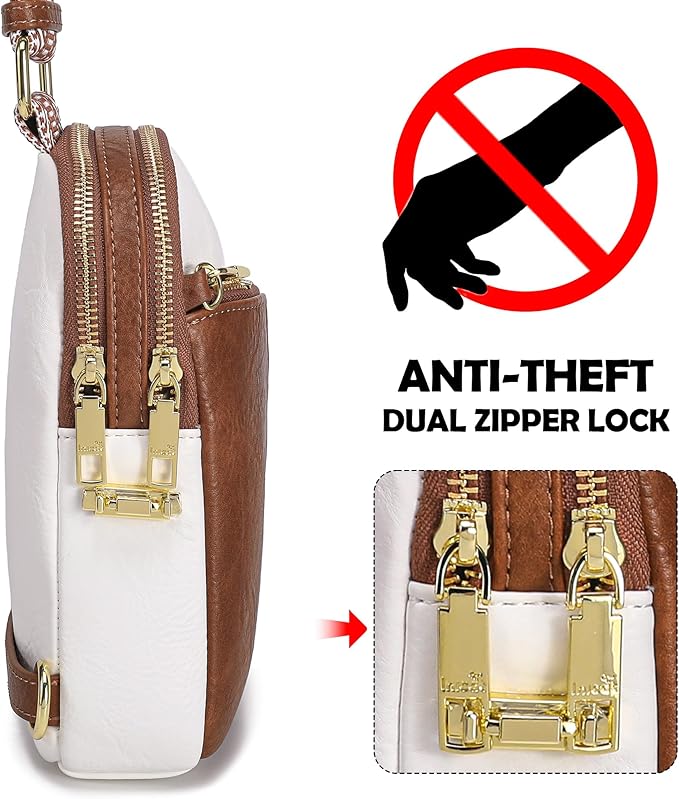 INICAT RFID Blocking Sling Bag, Anti Theft Crossbody Bag for Women Compact Travel Purses Leather