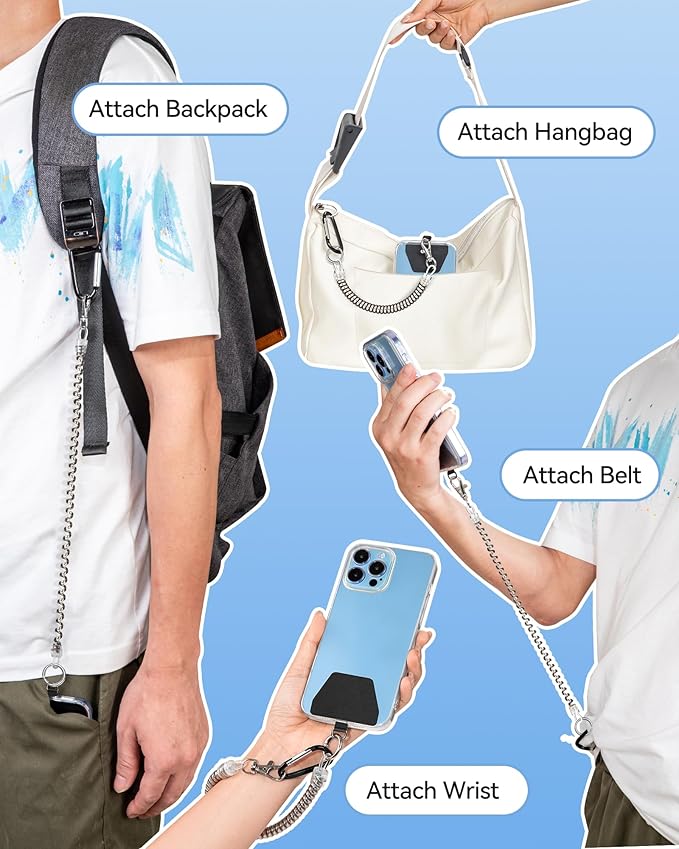 SHANSHUI Phone Lanyard Tether, Stretchy Phone Strap Patch Anchor Outdoor Climbing Hook Compatible for Most Smartphones