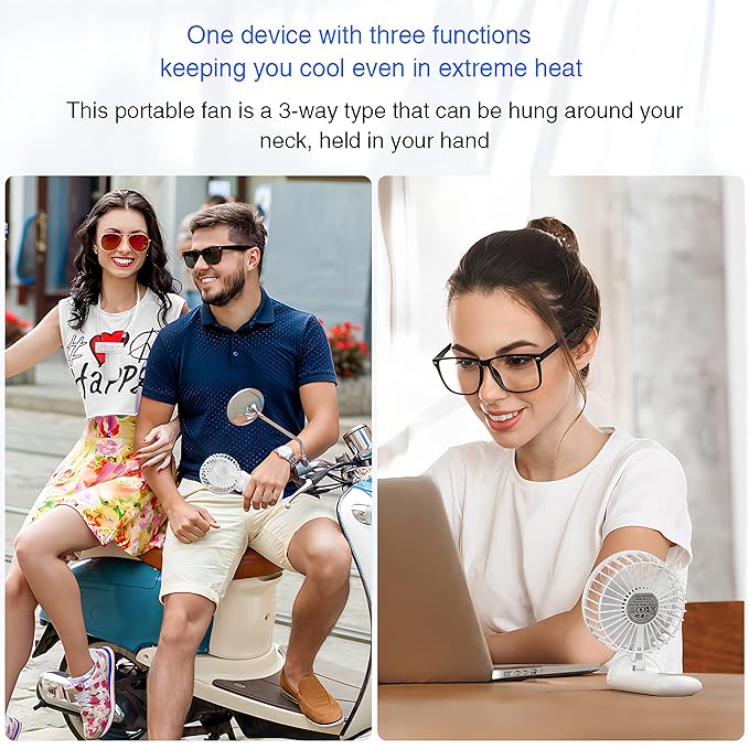 Psecici Handheld Fan, Mini Portable Personal Fan with lanyard, 4 Speeds Level 180° Foldable Design for Desk/Travel/Office/Outdoor