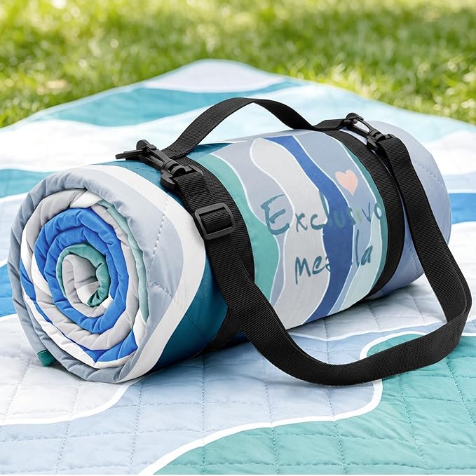 Exclusivo Mezcla Extra Large Waterproof Picnic Blankets 3 Layer, Sandproof and Foldable Outdoor Blanket for Beach Camping, Park and Travel