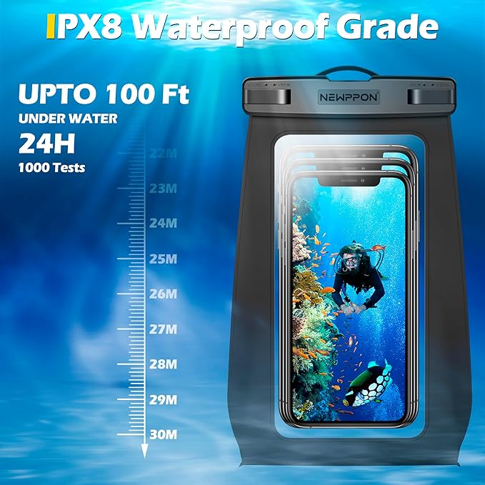 4 Pack Floating Waterproof Phone Pouch - Float Clear Cell Holder Protector with Lanyard - Universal Large Floatable Water Proof Dry Bag Case for iPhone 17 Pro Max Samsung Galaxy - Beach Swimming Pool