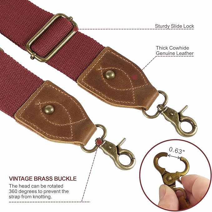 Nefelibata Purse Strap-2"Crazy Horse Leather Bag Strap Adjustable Replacement,Retro Jacquard Embroidery Crossbody Straps