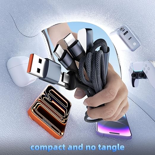 Travel Cruise Essentials 3 in 2 Multi Charging Cable Cord for iWatch Charger/IP/USB C, Braided USB A/C Cable iPhone Charger for Multiple Devices,Car Accessories for iWatch Series/iPhone 17-11/iPad-4FT