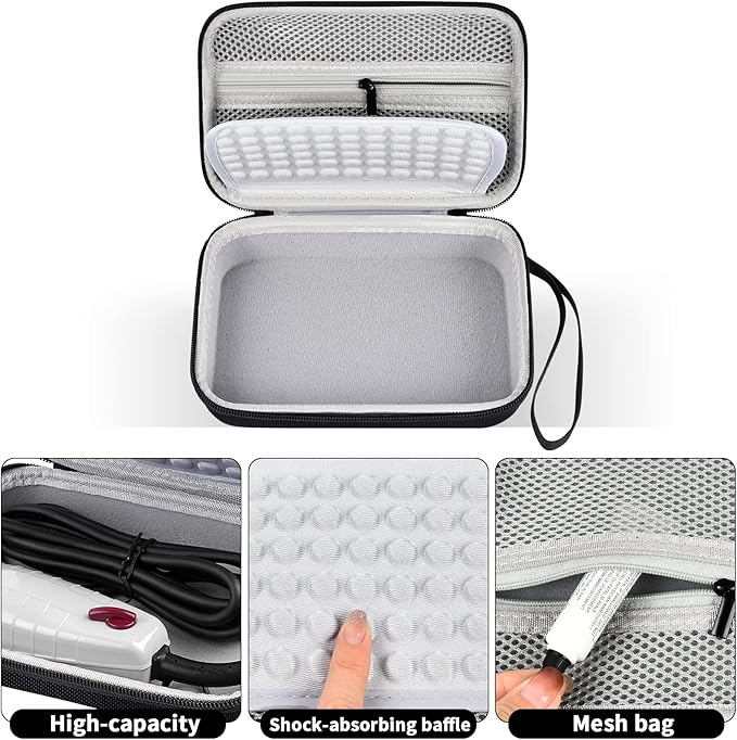 Case for Andis Professional T-Outliner Beard & Hair Trimmer, Model GTO 04780/04710/04603/04775, with Mesh Pocket for Attachment Set - Bag Only (Black+Grey Inner)