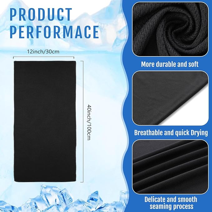 Hosuly 6 Pack Cooling Towels 40" x 12" Sport Towels, Cooling Rag for Neck and Face Ice Breathable Chilly Portable Neck Wraps for Yoga(Multicolor)