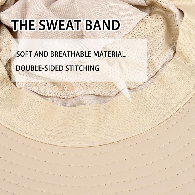 Sun Hats for Men Women Fishing Hat UPF 50+ Breathable Wide Brim Bucket Hats Summer UV Protection Safari Hat with Neck Flap