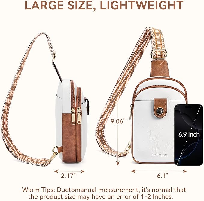 BOSTANTEN Sling Bag Crossbody Bags for Women Trendy Crossbody Purse Leather Chest Bag
