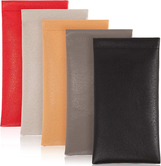 TRIUMPH VISION Squeeze Leather Sunglasses Pouch - 3 Pack Glasses Case Soft Eyeglass Sleeve Pouch Holder