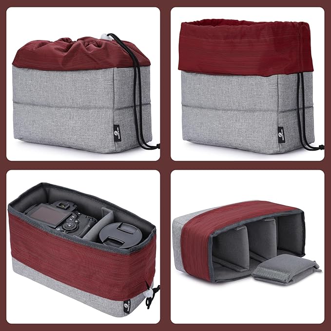 Koolertron Waterproof DSLR Camera Bag with Removable Insert, Adjustable Compartments, Fits in Camera Bags - Protective Case for DSLR/SLR Cameras & Accessories