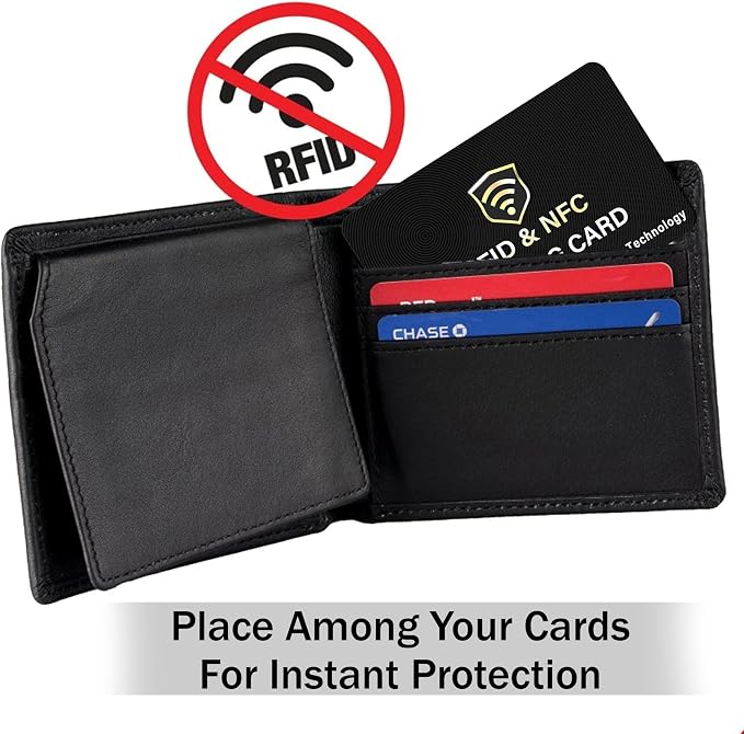 SaiTech IT 4 Pack RFID Blocking Card, One Card Protects Entire Wallet Purse, NFC Contactless Bank Debit Credit Card Protector ID ATM Guard Card Blocker - (Black)