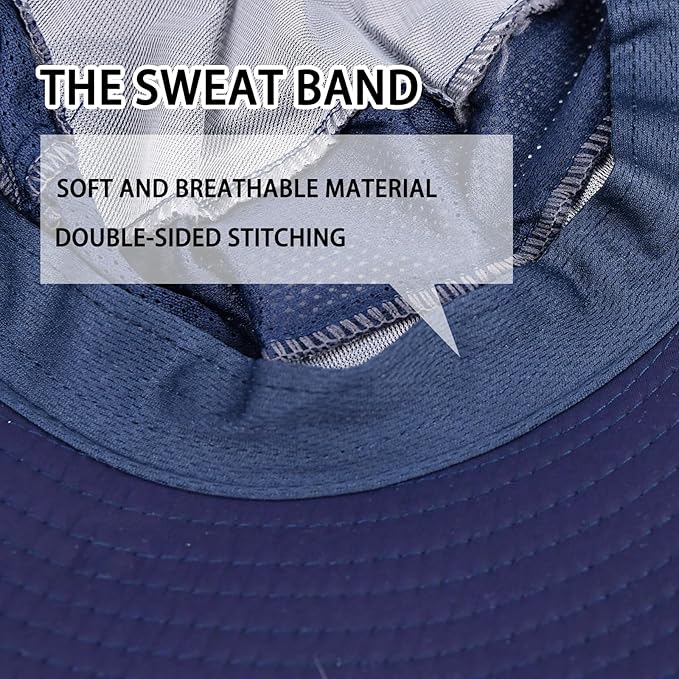 Sun Hats for Men Women Fishing Hat UPF 50+ Breathable Wide Brim Bucket Hats Summer UV Protection Safari Hat with Neck Flap