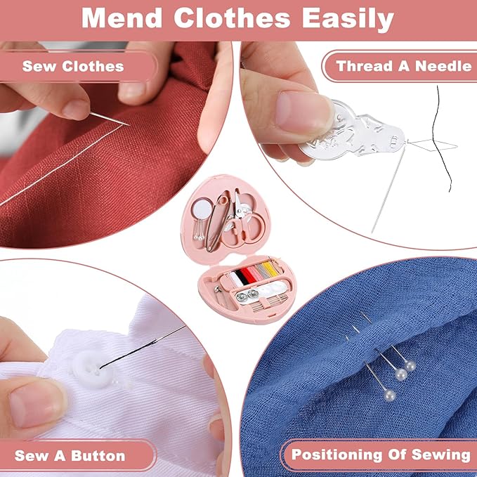 Tyqour Small Mini Sewing Kit Travel for Adults, Small Sewing Kit Travel Size Portable Tiny Thread Needle Repair Kits for Women Wedding Starter Mom Traveling Beginner Traveler Hotel