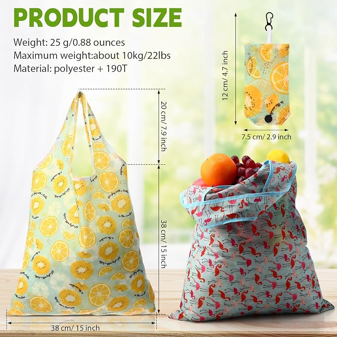 Paterr 24 Pcs Foldable Reusable Shopping Bag Recycle Travel Grocery Bag Fold to Pocket Tote Bulk for Daily Supplies Load