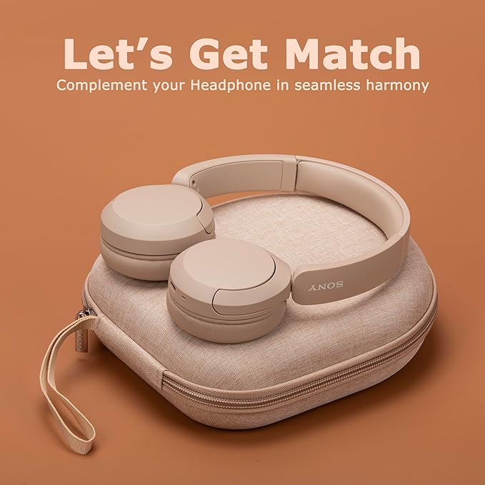 Ginsco Universal Headphone Case Compatible with JBL Tune 510BT 720BT, Sony WH-CH 720N/WH-CH520, with Sony/JBL/Soundcore Life Q20i Q30/BERIBES/TOZO/KVIDIO etc Wireless Headphones Beige