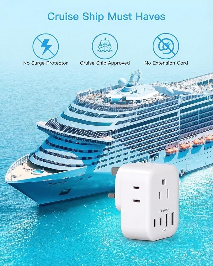 US to UK Plug Adapter 2 Pack, HANYCONY Type G Adapter for Travel with 4 Outlets 4 USB (2 USB C), Power Adapter for US to Ireland London Scotland Kenya Dubai Singapore Hong Kong