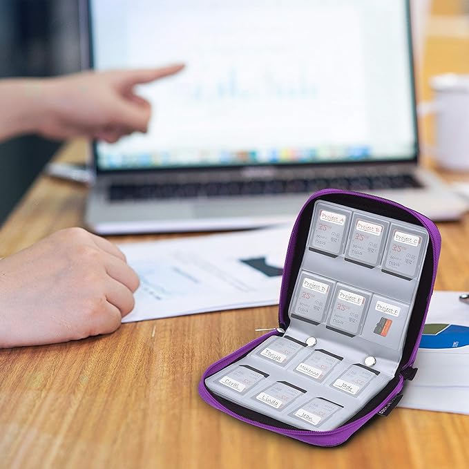Eco-Fused Memory Card Case - Fits up to 44x SD, SDHC, Micro SD, Mini SD and 4X CF - Holder with 44 Slots (Purple / 44 Slots - 1 Pack)