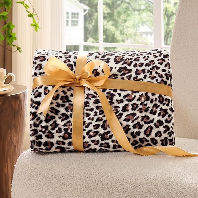 BEDELITE Fleece Blanke for Couch & Bed Leopard Print Throw Blanket – Soft Blanket, Cozy Lightweight Fleece Animal Print Throw, 60"x 80", Snow Leopard