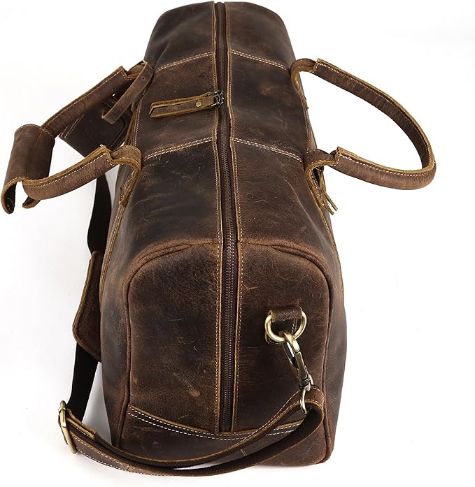 Leather Travel Duffle Bags for Men and Women cabin friendly Weekend Bag Sports Gym airplane carry on overnight duffel