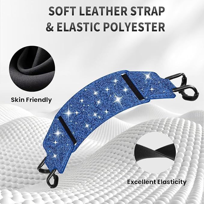 MoKo 2 Pack Security Hand Strap for 6-8" Kindle eReaders Fire Tablet-Kindle/Kobo/Voyaga E-Book Tablet, High-Elasticity Versatile Hand Strap Lightweight Finger Grip Holder, Indigo+Glitter Deep Blue