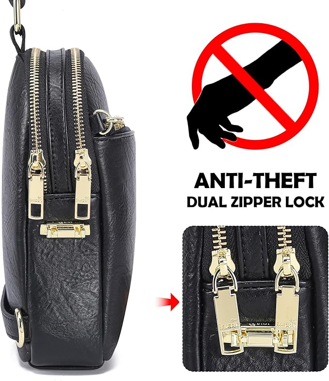 INICAT RFID Blocking Sling Bag, Anti Theft Crossbody Bag for Women Compact Travel Purses Leather