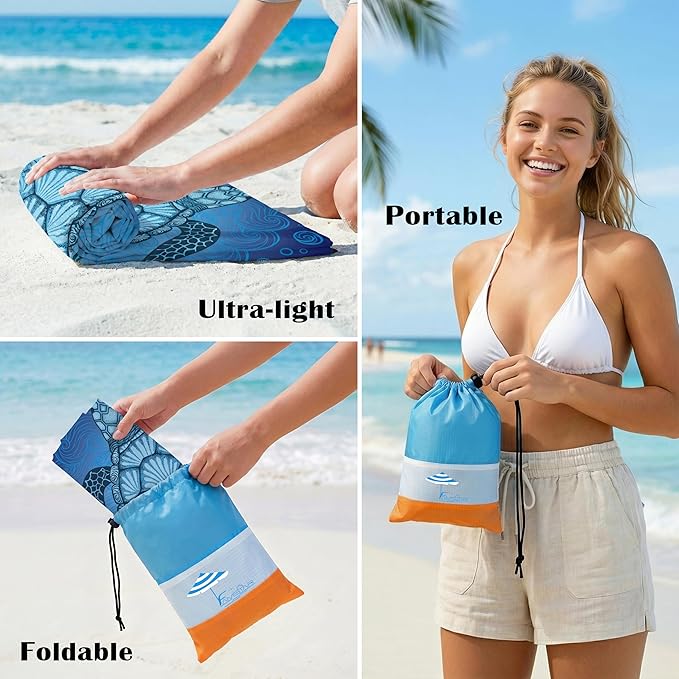 Famstar Beach Blanket Oversized Extra Large 78"X81"/10'X9',Waterproof Sandproof Beach Blanket 2-8 Adults Lightweight Durable for Travel Camping Hiking Picnic