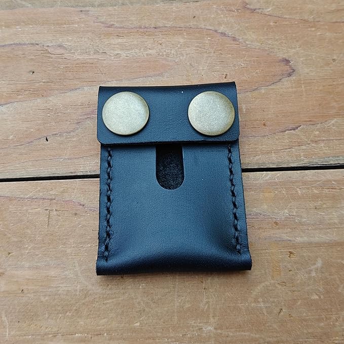 Handmade Leather Safety Razor Cover, Double Edge Head Case, Travel Protection Accessory (Black)