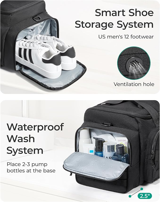 BAGSMART 4-IN-1 Gym Bag for Women Men, TSA Lightweight Duffle Bag for Travel with Shoe Compartment & Wet Pocket, 22L/30L/38L Tactical Backpack with 40oz Water Bottle Holder