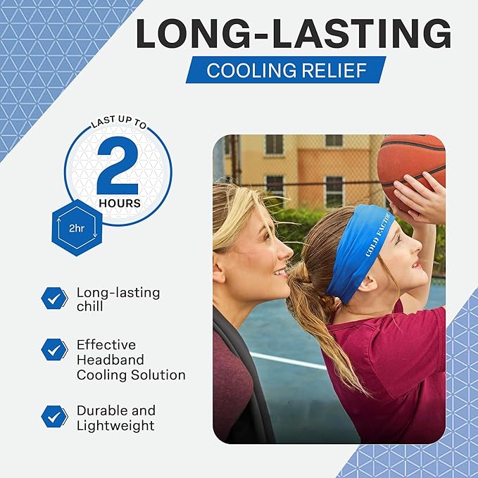 COLD FACTOR Cooling Headband for Women and Men – UPF 50+ Advanced Evaporative Comfort, Instant Cooling Sweatband for Outdoor Sports, Fitness, Yoga, Hiking, Running, and Workout