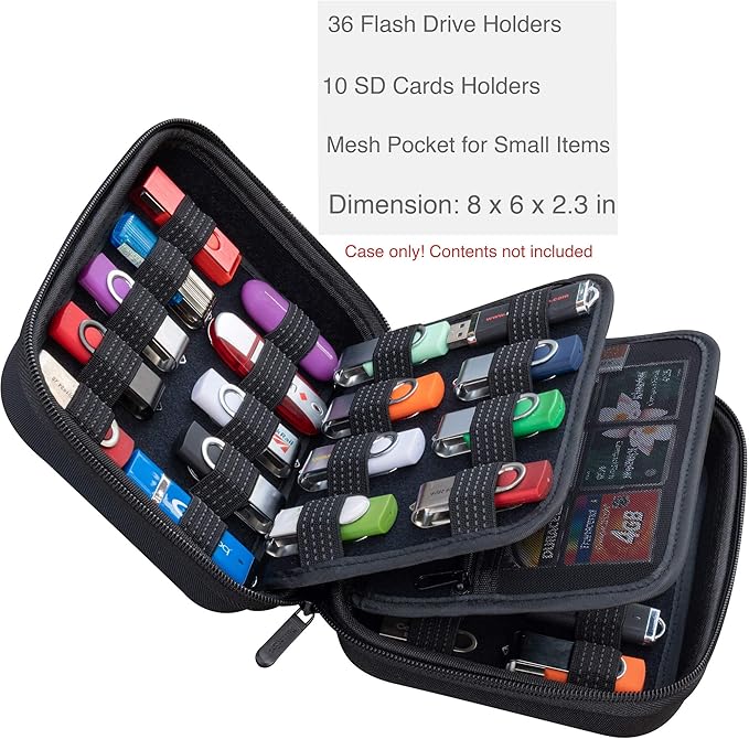 ButterFox Large Capacity 36 USB Thumb Flash Pen Drive Storage Holder/Memory Card SD Card Holder Case/Universial Electronic Accessories Organizer - Medium