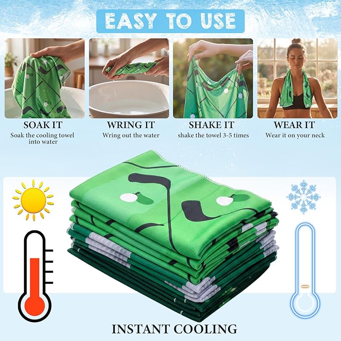 Hosuly 12 Pcs Sports Cooling Towels Basketball Football Golf Breathable Portable Chilly Ice Towel Bulk Fast Drying Microfiber, 32 x 12 in for Sport Party Favors Team Birthday Gifts